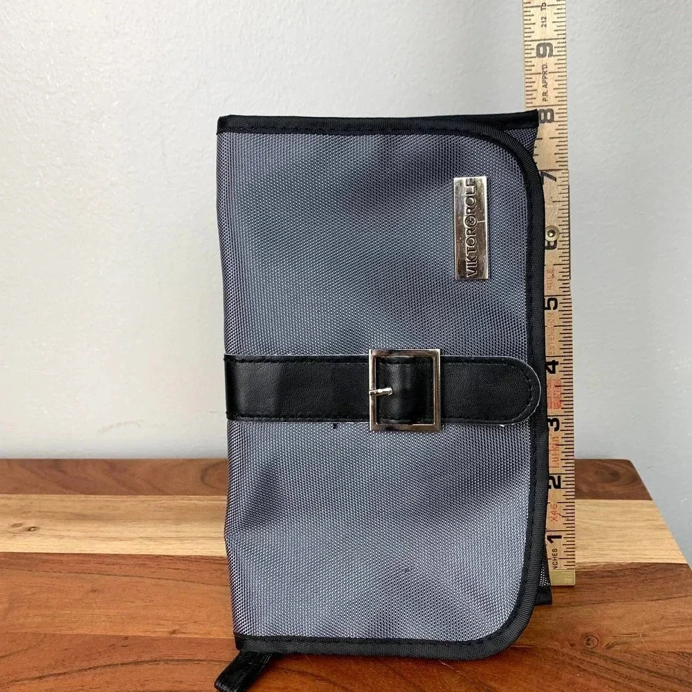 Viktor & Rolf Cosmetics Bag Small Zip Pouch Grey Black Buckle Makeup Travel Case